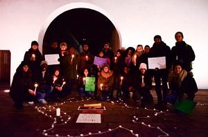 Protesters and Students at the Silent Vigil for the Victims of the Rohyngia crisis, organized by Rights Effect