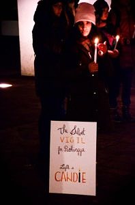 An MA Human Rights Student at the Silent Vigil for the Victims of the Rohyngia crisis, organized by Rights Effect