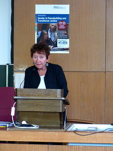 Silke Studzinsky speaks at the Symposium on Gender and Peacebuilding and Transitional Justice