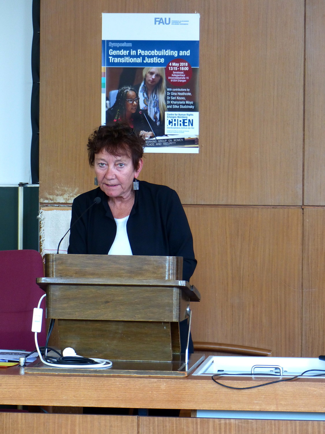 Silke Studzinsky speaks at the Symposium on Gender and Peacebuilding and Transitional Justice