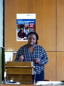Dr. Khanyisela Moyo speaks at the Symposium on Gender and Peacebuilding and Transitional Justice