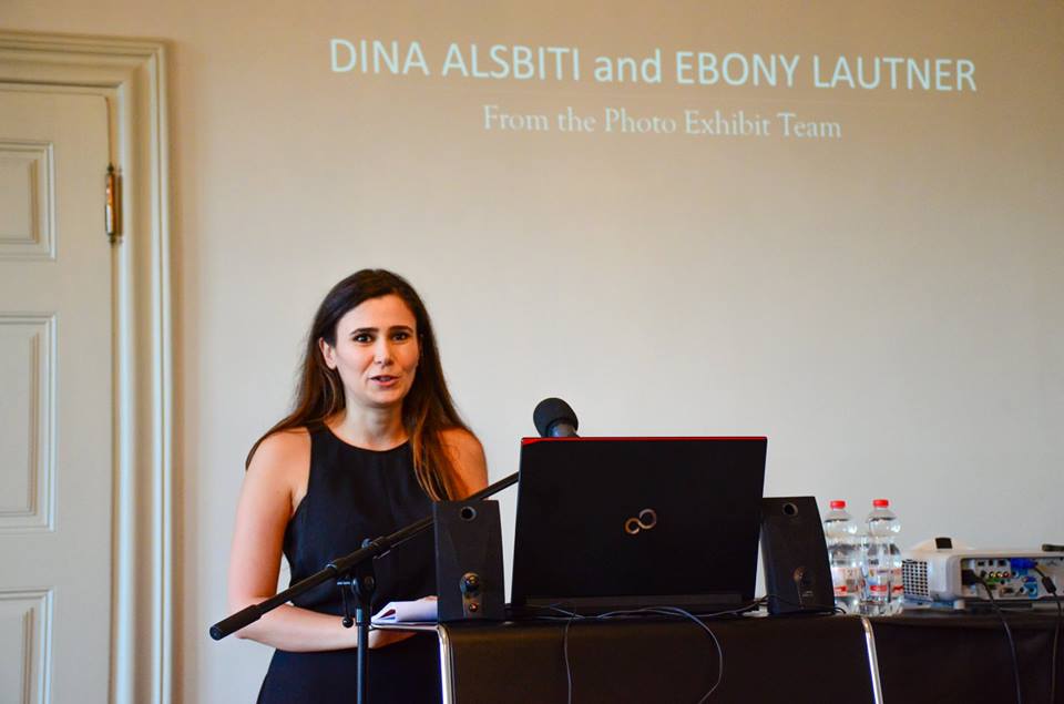 Student Dina Alsbiti of the Photo Exhibit Team at the Opening Ceremony of the Exhibition