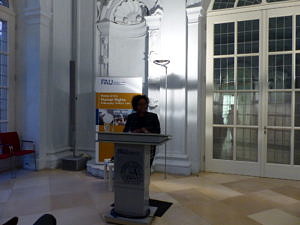 Picture of Human Rights Activist Betty Murungi speaking at the Opening of the Human Rights Master