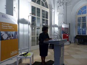 Picture of Human Rights Activist Betty Murungi speaking at the Opening of the Human Rights Master