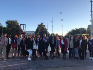 Group picture of students at Geneva excursion outside