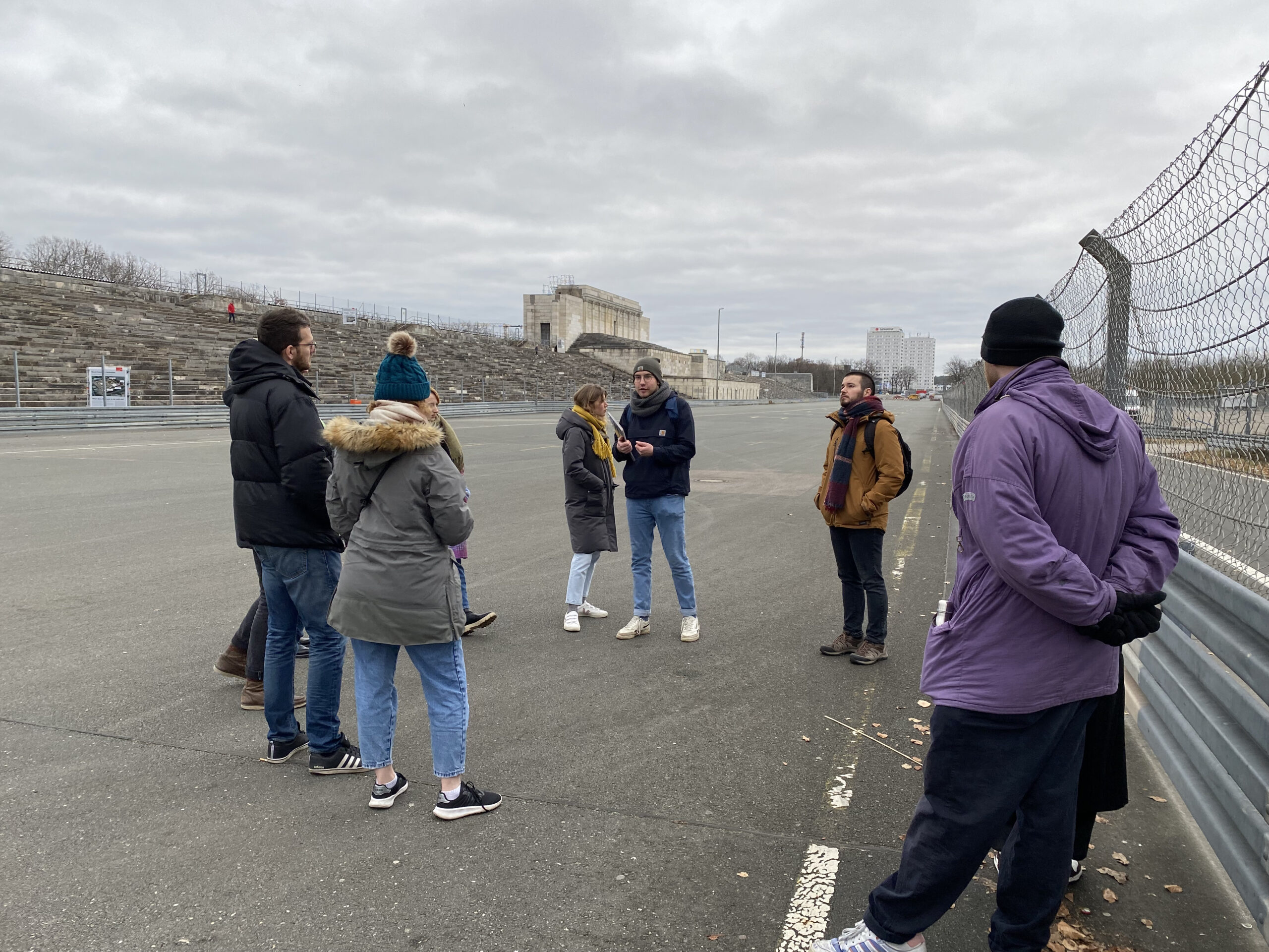 Picture of students at Former Nazi Rally grounds Tour.