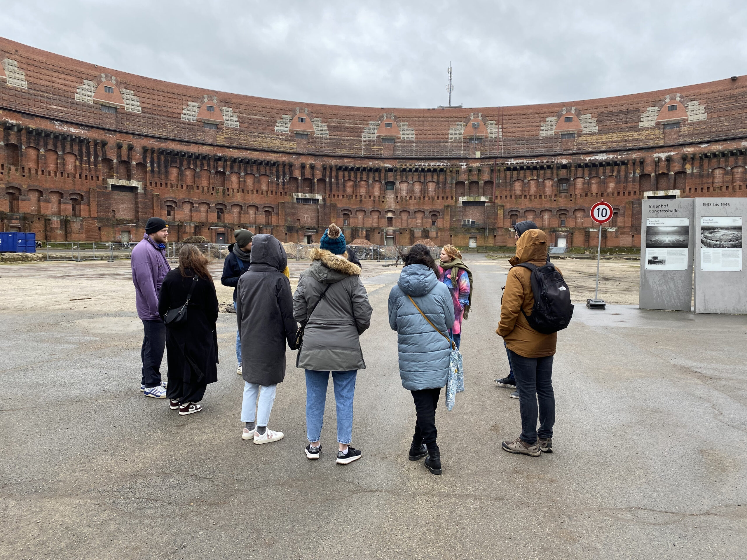 Picture of students at Former Nazi Rally grounds Tour.